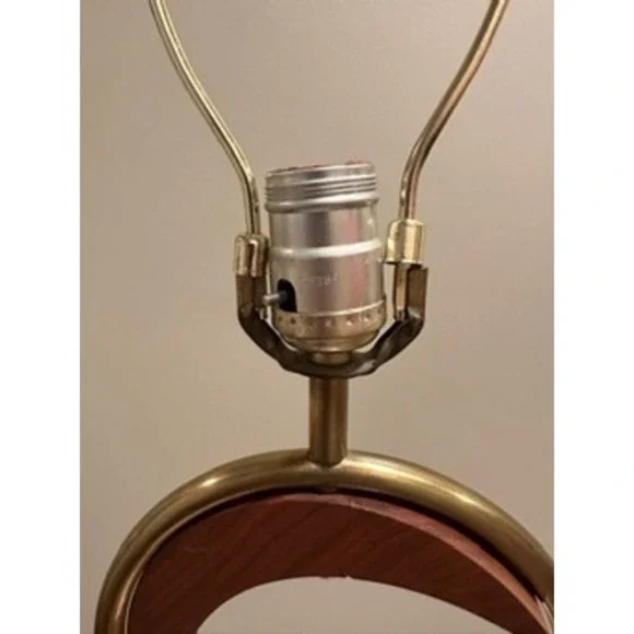 Mid Century Modern‎ Oak & Brass Table Lamps A Pair Vintage Lighting Decor - Picture 6 of 15